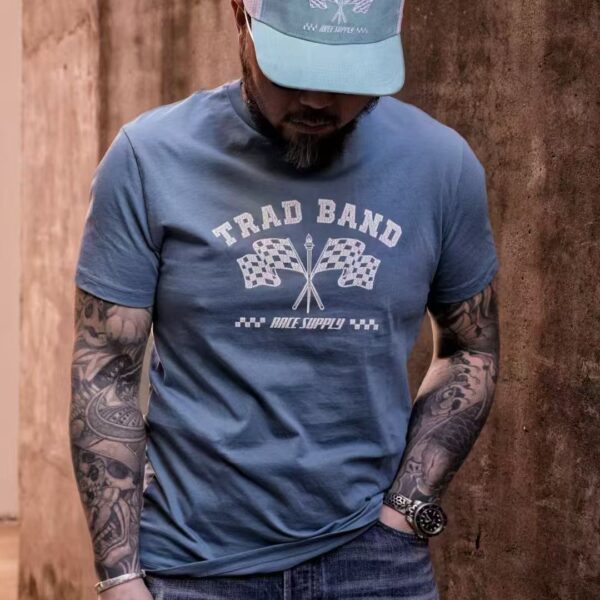 TRAD BAND VINTAGE TEE Flag Racing American Retro Half Sleeve Men's Summer