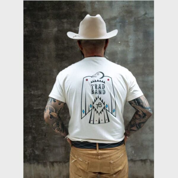 TRAD BAND VINTAGE WESTERN TEE3 generation washed white thunderbird arrow American retro