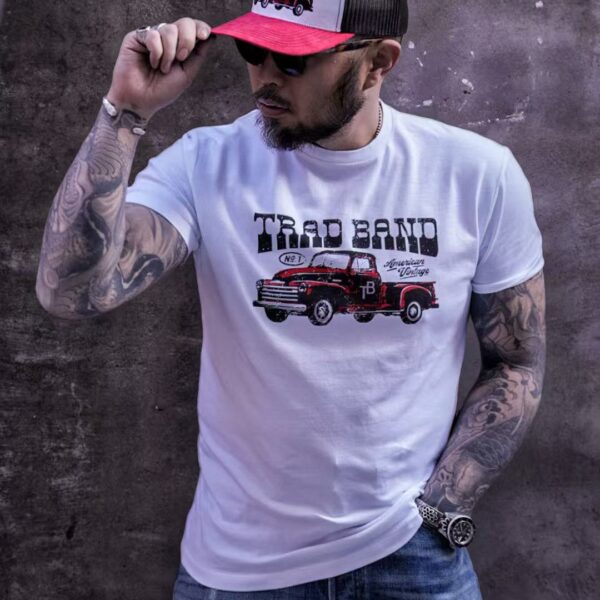 TRAD BAND VINTAGE TEE classic truck two-tone American retro men's half-sleeve summer pure cotton