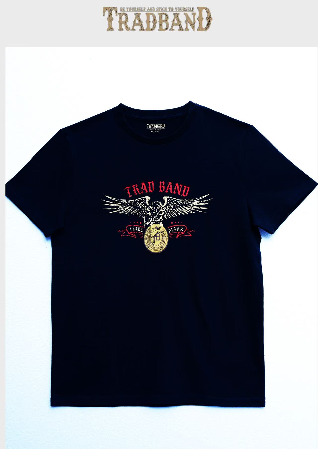 TRAD BAND VINTAGE TEE Eagle Grab Gold Coin Double Color American Retro Men's Summer Round Neck Pure Cotton - Image 7