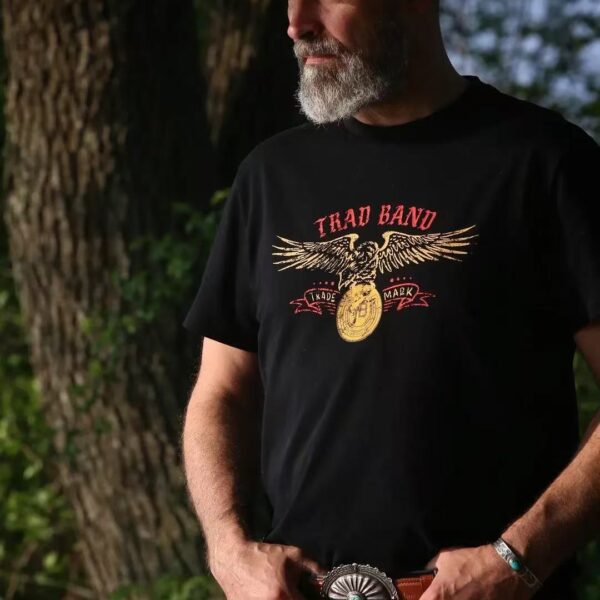 TRAD BAND VINTAGE TEE Eagle Grab Gold Coin Double Color American Retro Men's Summer Round Neck Pure Cotton