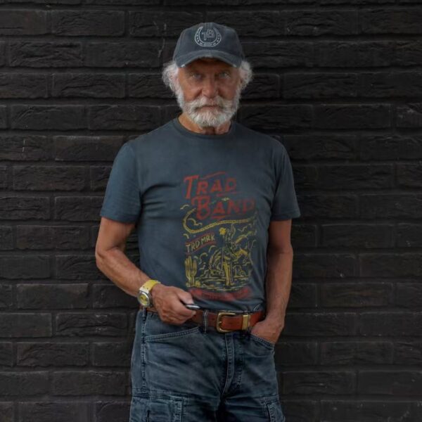 TRAD BAND WESTEN VINTAGE TEE3, washed red and washed black, American retro style