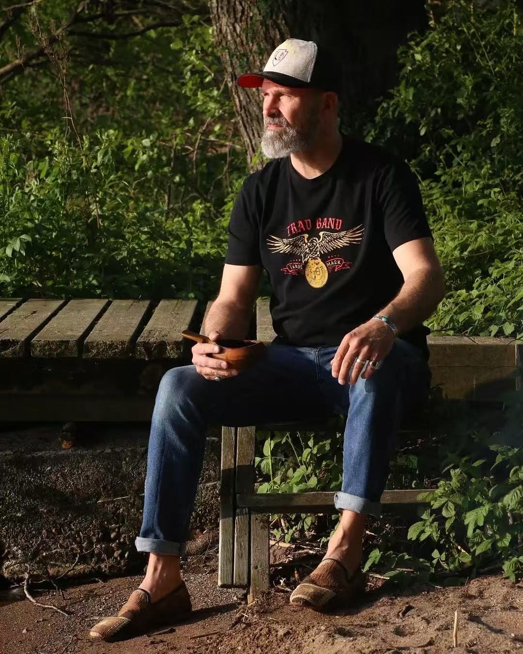 TRAD BAND VINTAGE TEE Eagle Grab Gold Coin Double Color American Retro Men's Summer Round Neck Pure Cotton - Image 6