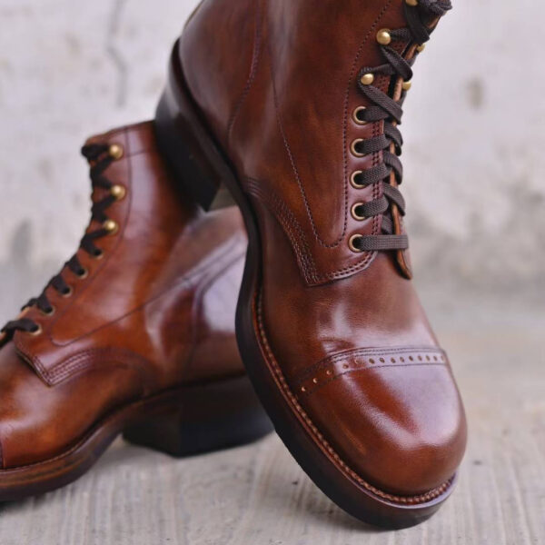 TRADBAND 2025 hand-rubbed brown and elegant black hand-stitched military boots