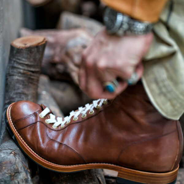 TRADBAND Maryam kangaroo leather high-top boxing boots, all black, hand-rubbed brown, burgundy, off-white