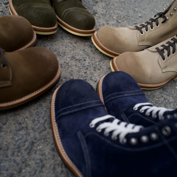 TRAD BAND CFS suede calfskin in Paratrooper Green, Midnight Blue, Sand and Tobacco