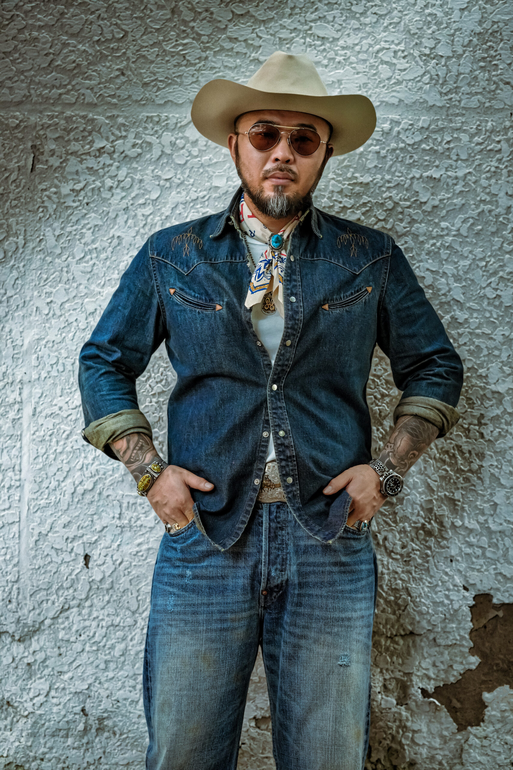TRAD BAND Autumn/Winter Thunderbird Bull Head Embroidered Western Shirt
