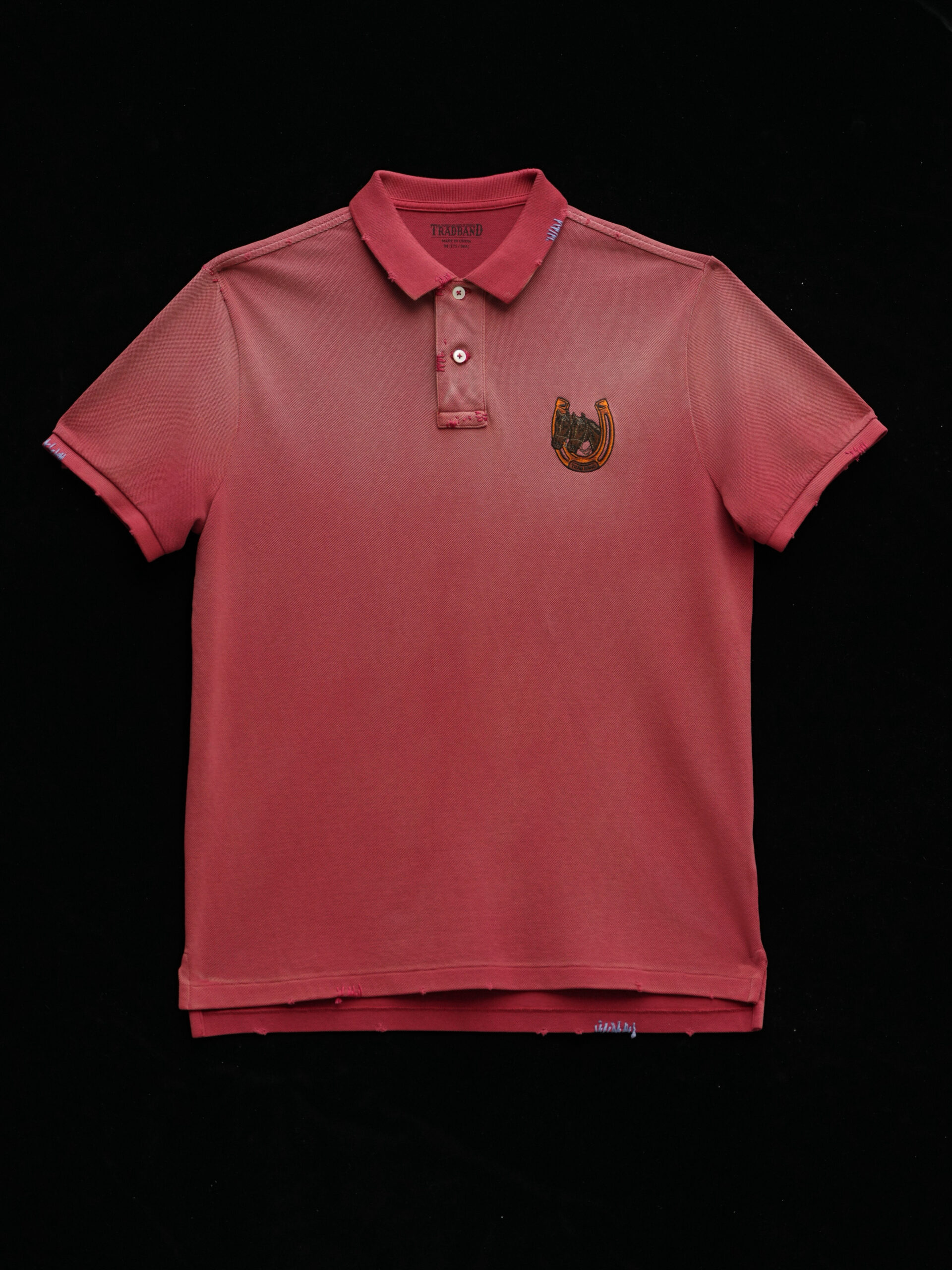 TRAD BAND26 new year of the horse limited embroidered short-sleeved Polo shirt, washed two-colour, hand needle grinding to make old - Image 3