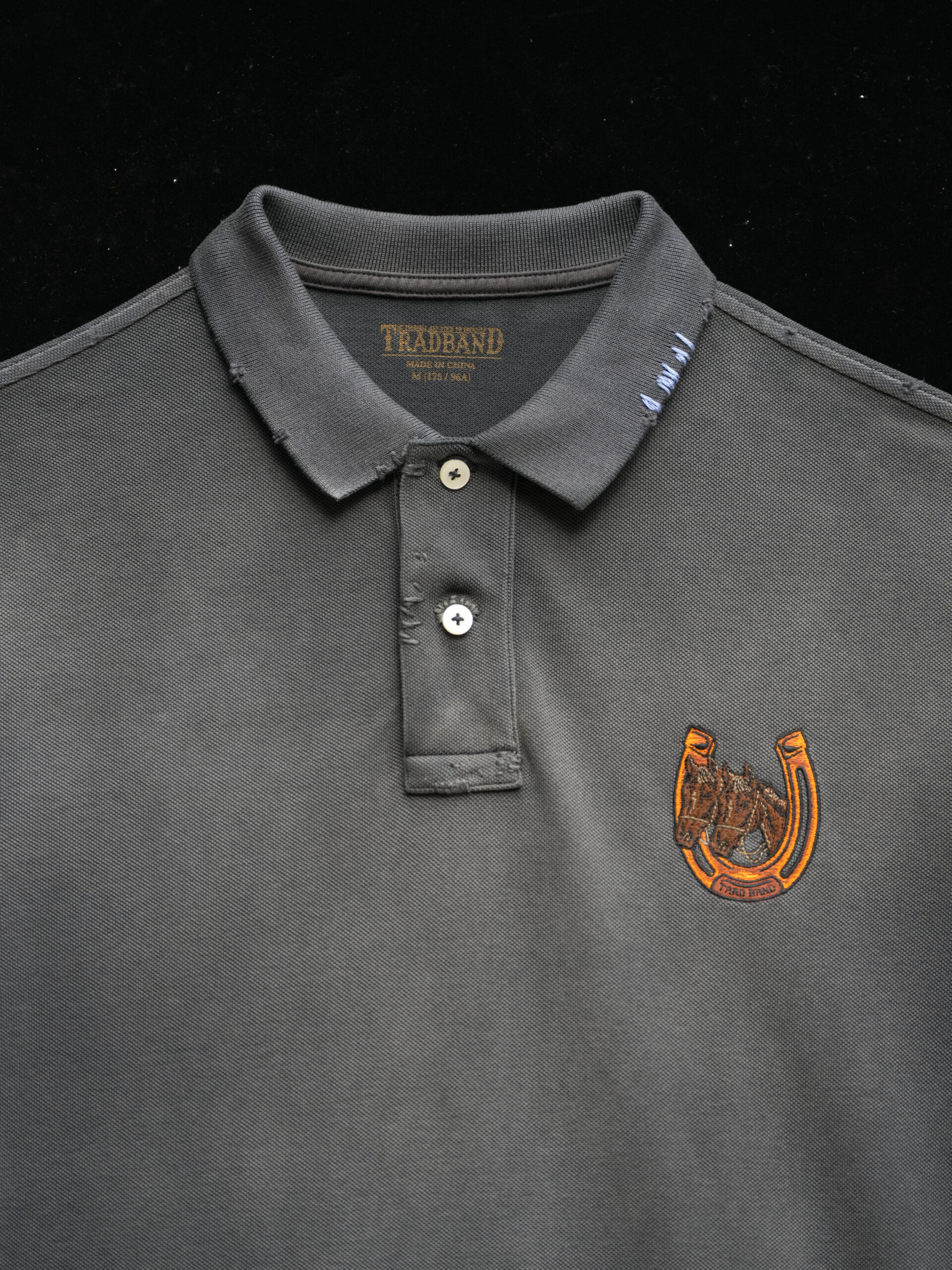 TRAD BAND26 new year of the horse limited embroidered short-sleeved Polo shirt, washed two-colour, hand needle grinding to make old - Image 7