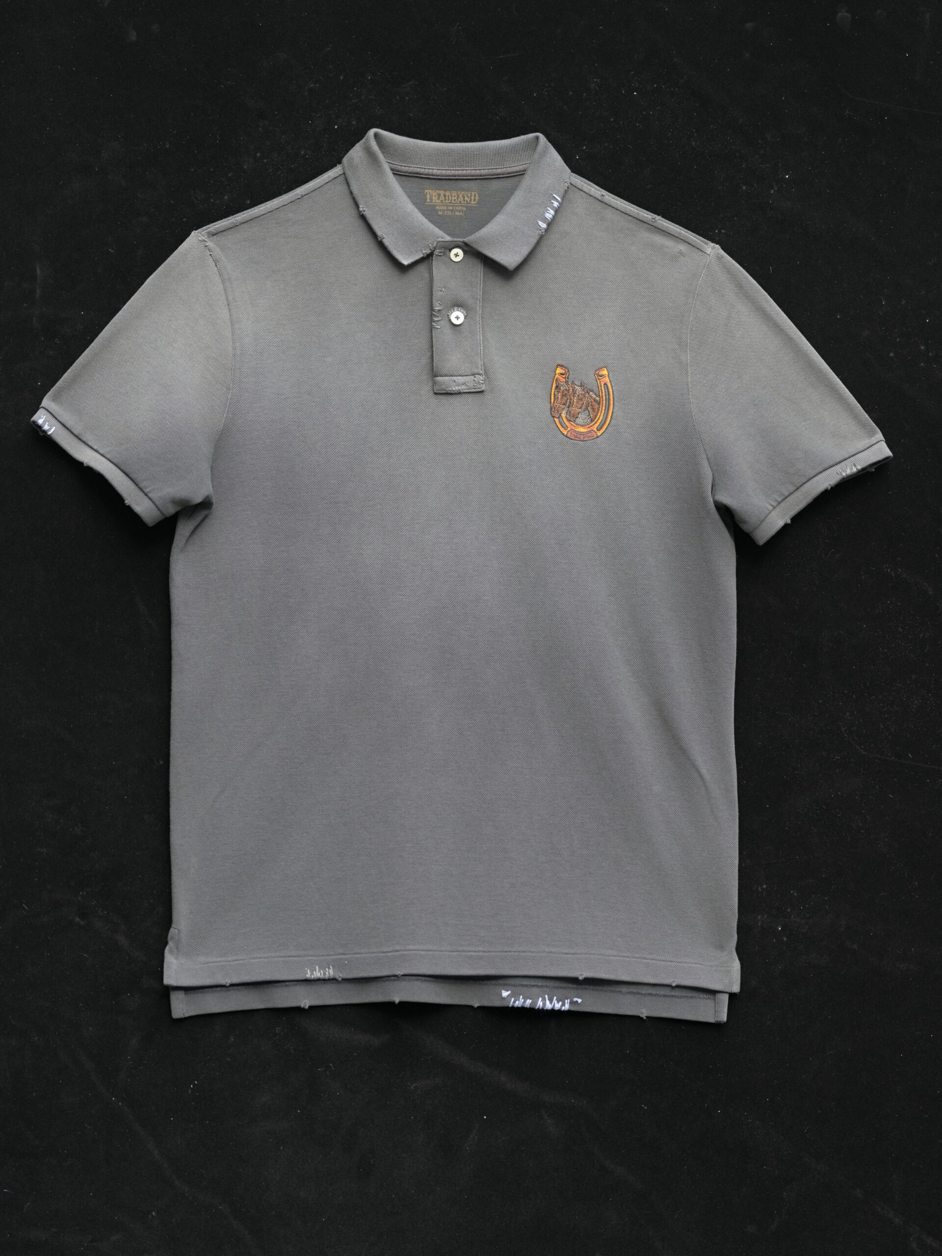 TRAD BAND26 new year of the horse limited embroidered short-sleeved Polo shirt, washed two-colour, hand needle grinding to make old - Image 5