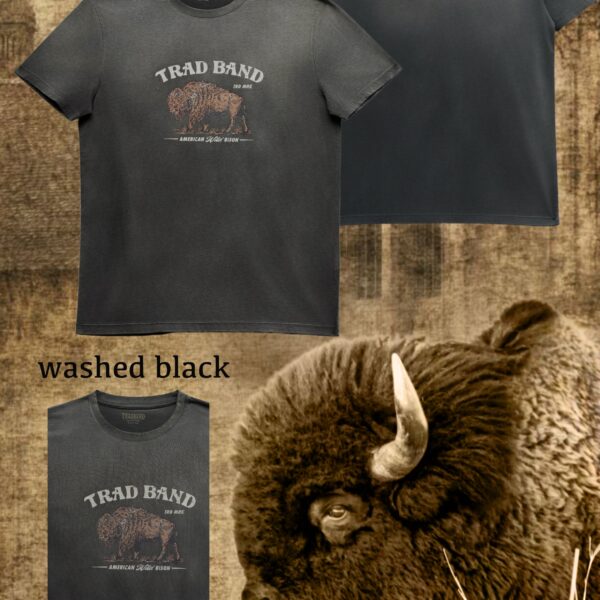 TRADBAND26 new T-shirt, North American bison: washed black
