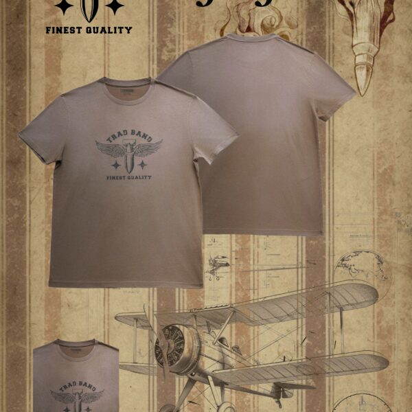 TRADBAND26 New T-shirt, Military Flying Wing Shell Series: Washed Brown