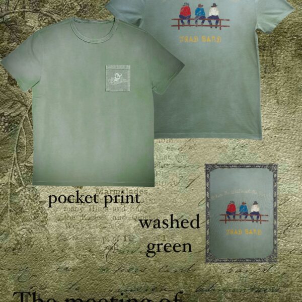 TRADBAND26 new T-shirt, the encounter of East and West: washed green