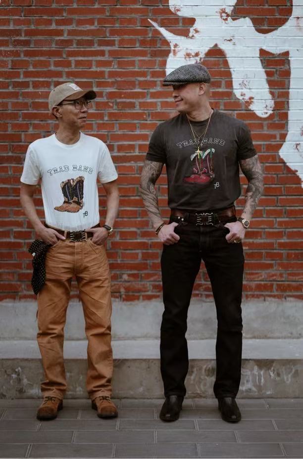 TRADBAND26 new T-shirt, embroidered denim boots series: washed red, washed black, washed white - Image 7